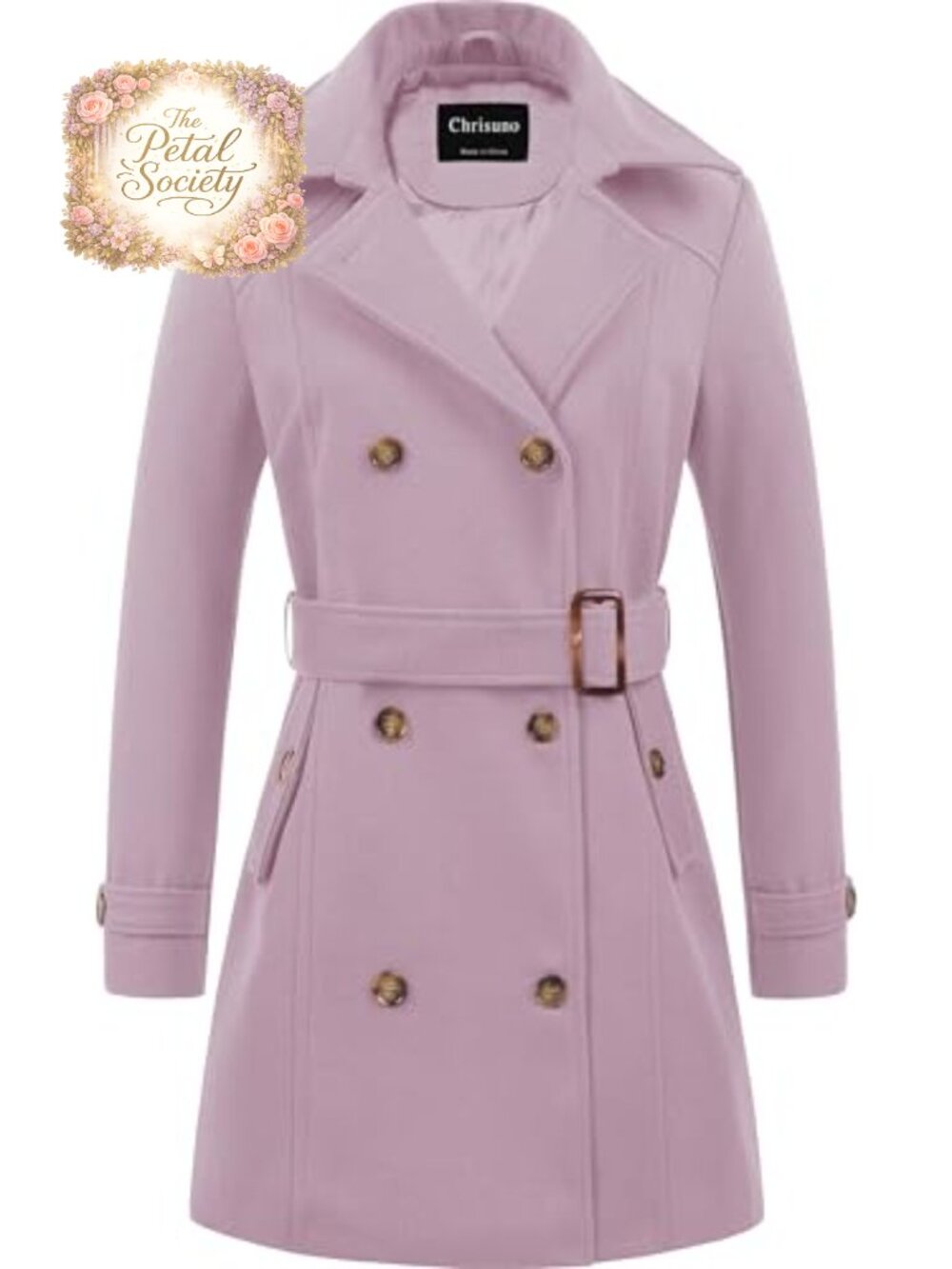 Women's Double Breasted Pea Coat Hooded Long Winter Trench Coat